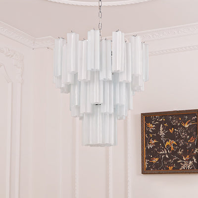 Bryndel Chandelier White Layered Tube