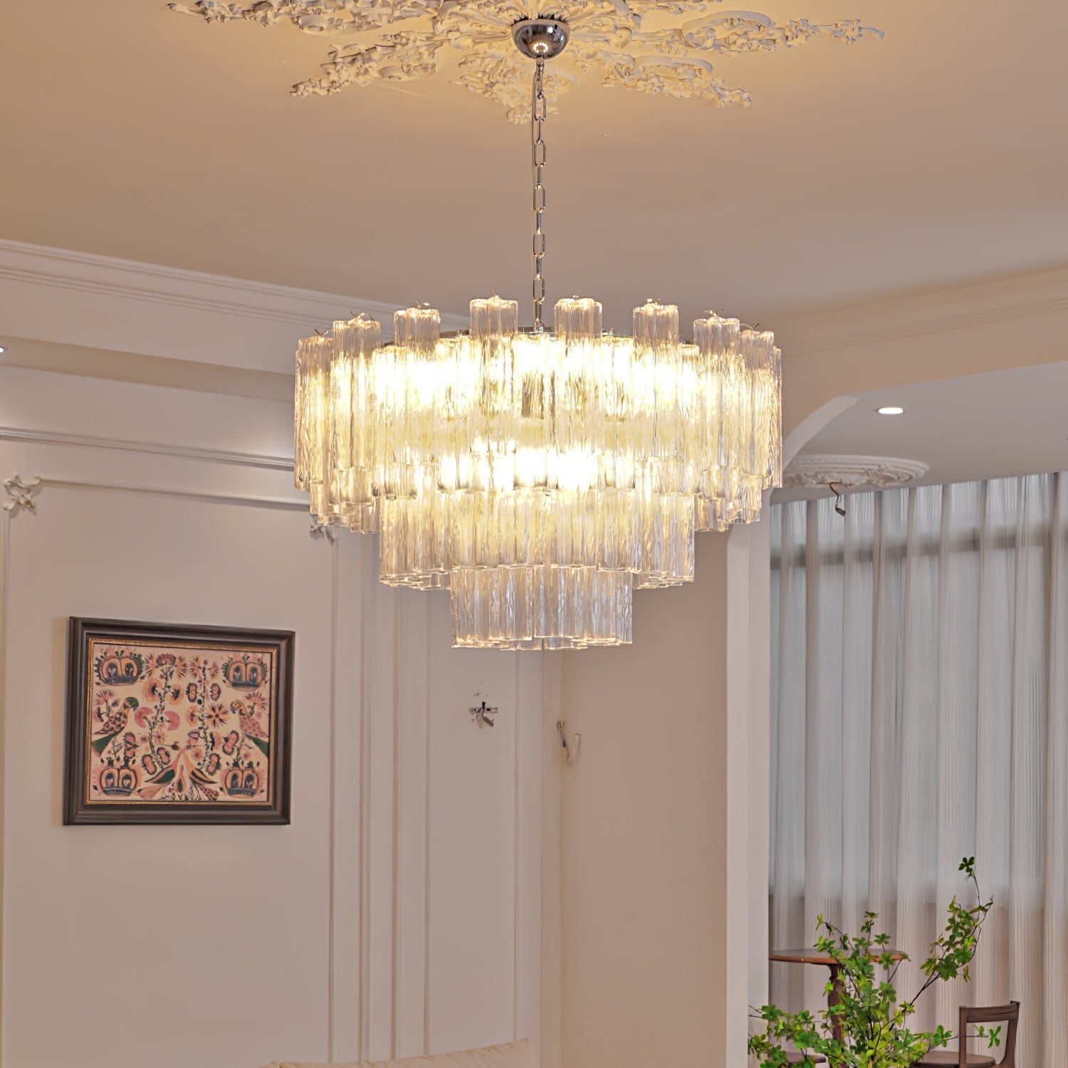 Bryndel Chandelier White Layered Tube