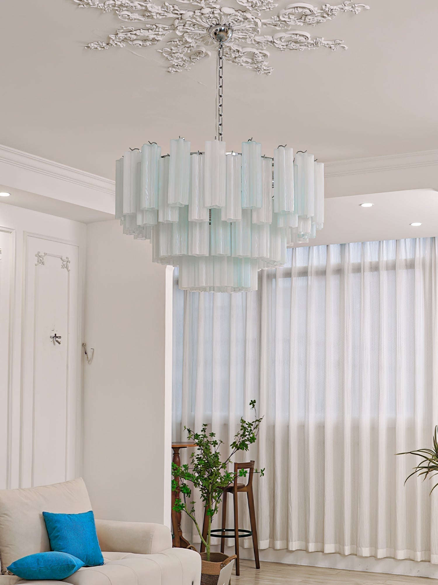 Bryndel Chandelier White Layered Tube