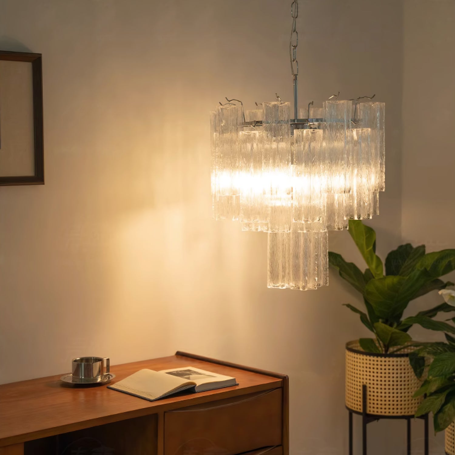 Bryndel Chandelier White Layered Tube