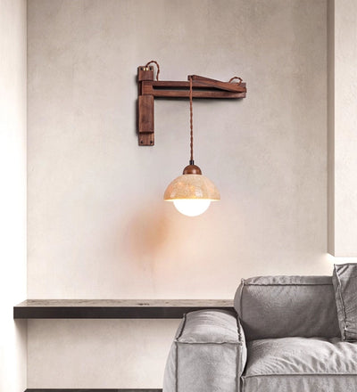 Arboren Adjustable Travertine Dome Wall Sconce