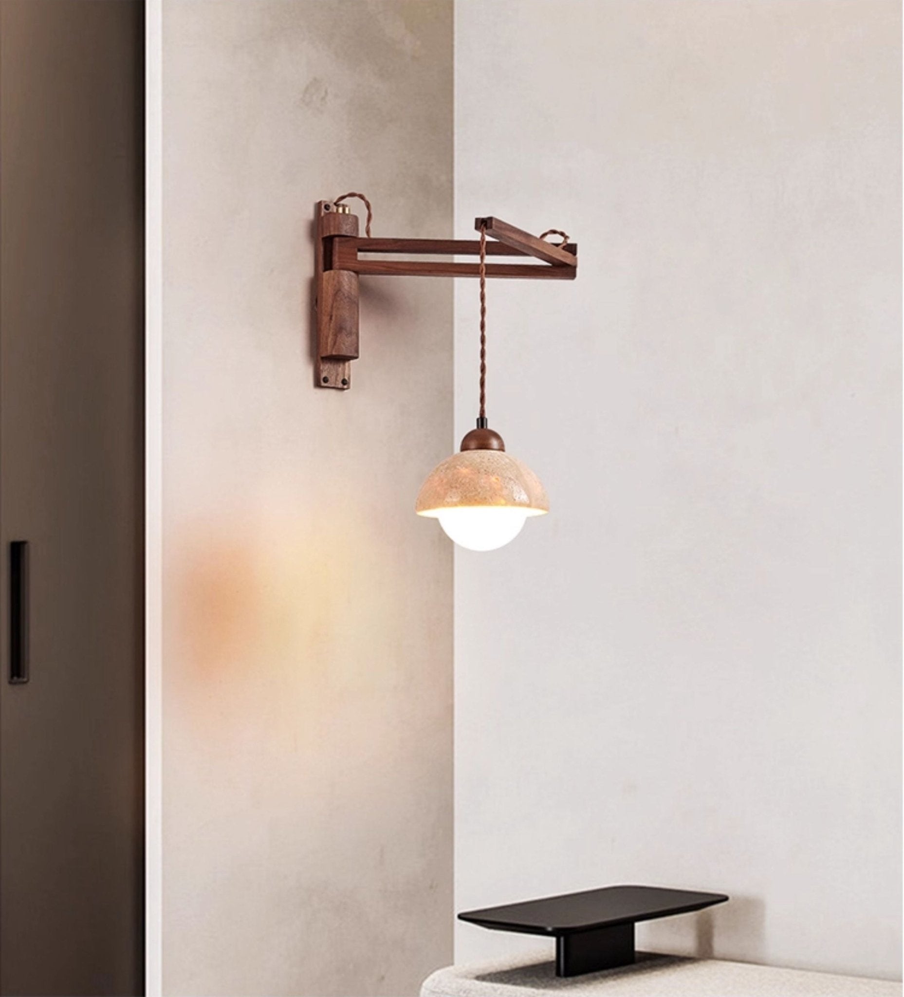 Arboren Adjustable Travertine Dome Wall Sconce
