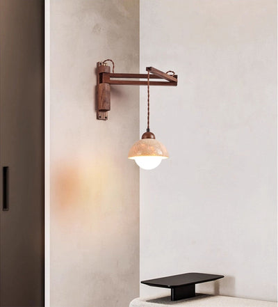 Arboren Adjustable Travertine Dome Wall Sconce