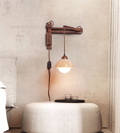 Arboren Adjustable Travertine Dome Wall Sconce