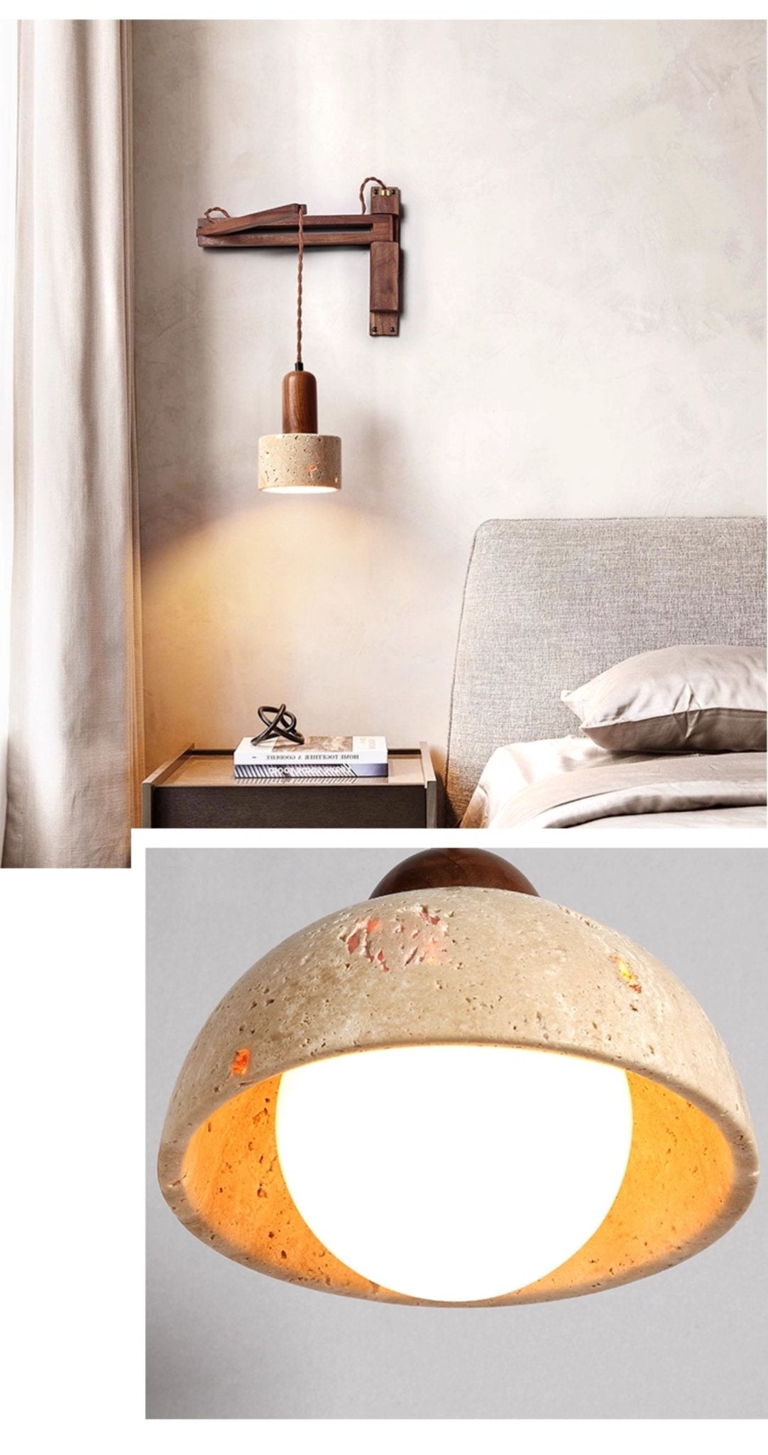 Arboren Adjustable Travertine Dome Wall Sconce