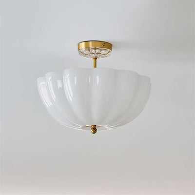 Ceiling Light Brass and Glass with Elegant Petal Silhouette Modern - Neutral Decor
