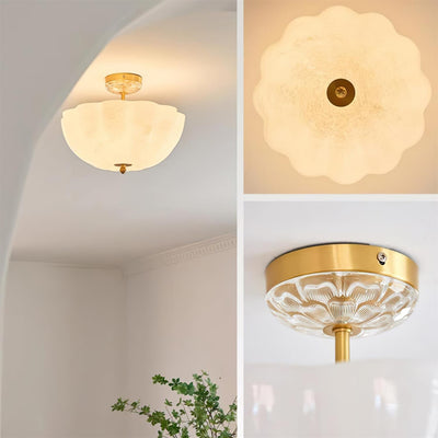 Ceiling Light Brass and Glass with Elegant Petal Silhouette Modern - Neutral Decor