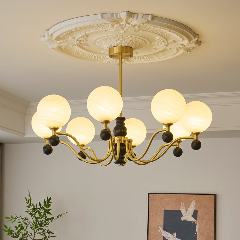 Ershaan Sphere Elegance Vintage Brass Wood Chandelier