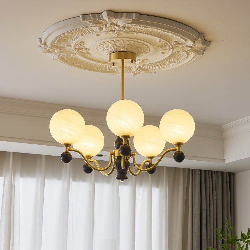 Ershaan Sphere Elegance Vintage Brass Wood Chandelier