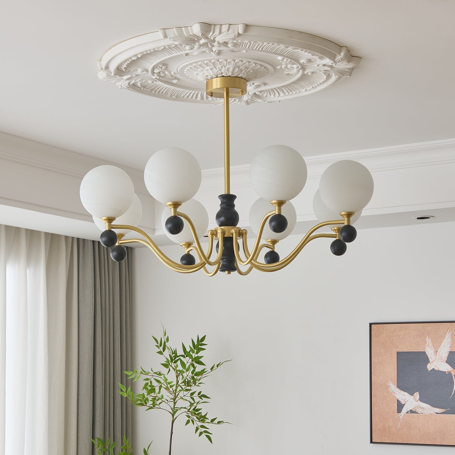 Ershaan Sphere Elegance Vintage Brass Wood Chandelier