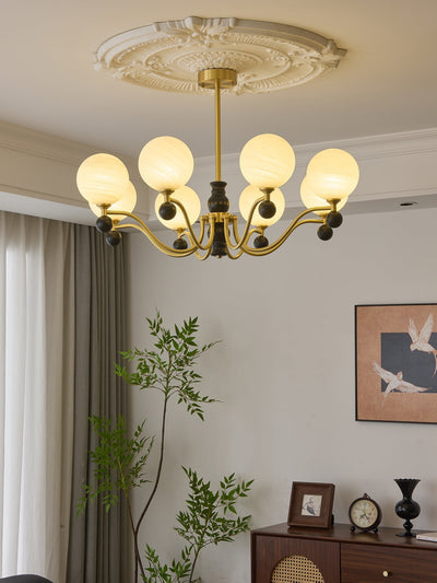 Ershaan Sphere Elegance Vintage Brass Wood Chandelier