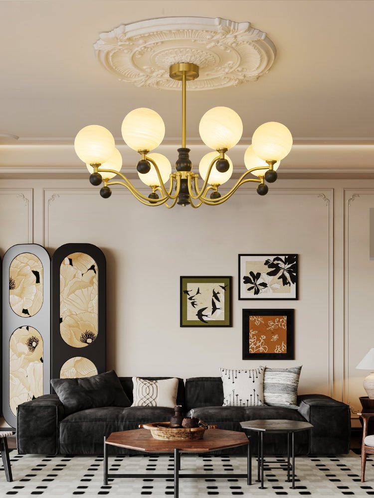 Ershaan Sphere Elegance Vintage Brass Wood Chandelier