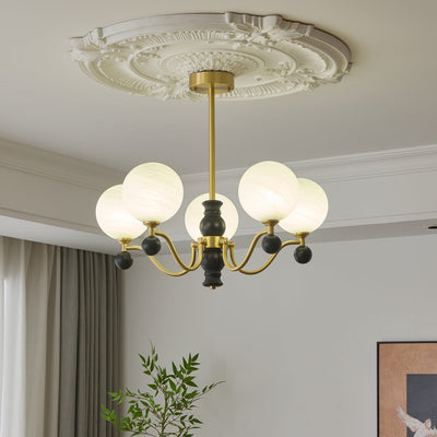 Ershaan Sphere Elegance Vintage Brass Wood Chandelier