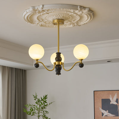 Ershaan Sphere Elegance Vintage Brass Wood Chandelier