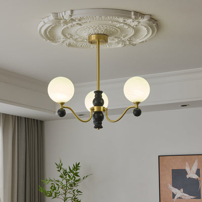 Ershaan Sphere Elegance Vintage Brass Wood Chandelier