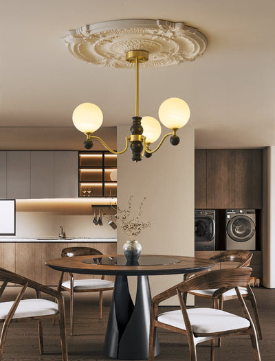Ershaan Sphere Elegance Vintage Brass Wood Chandelier