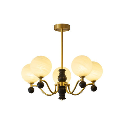 Ershaan Sphere Elegance Vintage Brass Wood Chandelier