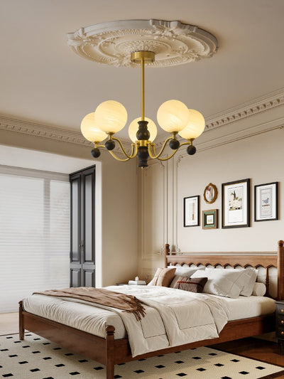 Ershaan Sphere Elegance Vintage Brass Wood Chandelier