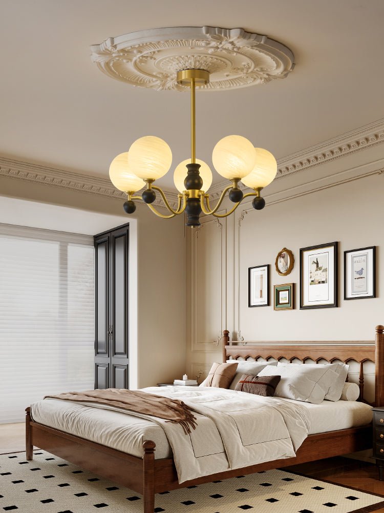 Ershaan Sphere Elegance Vintage Brass Wood Chandelier