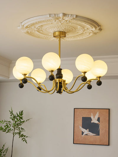 Ershaan Sphere Elegance Vintage Brass Wood Chandelier