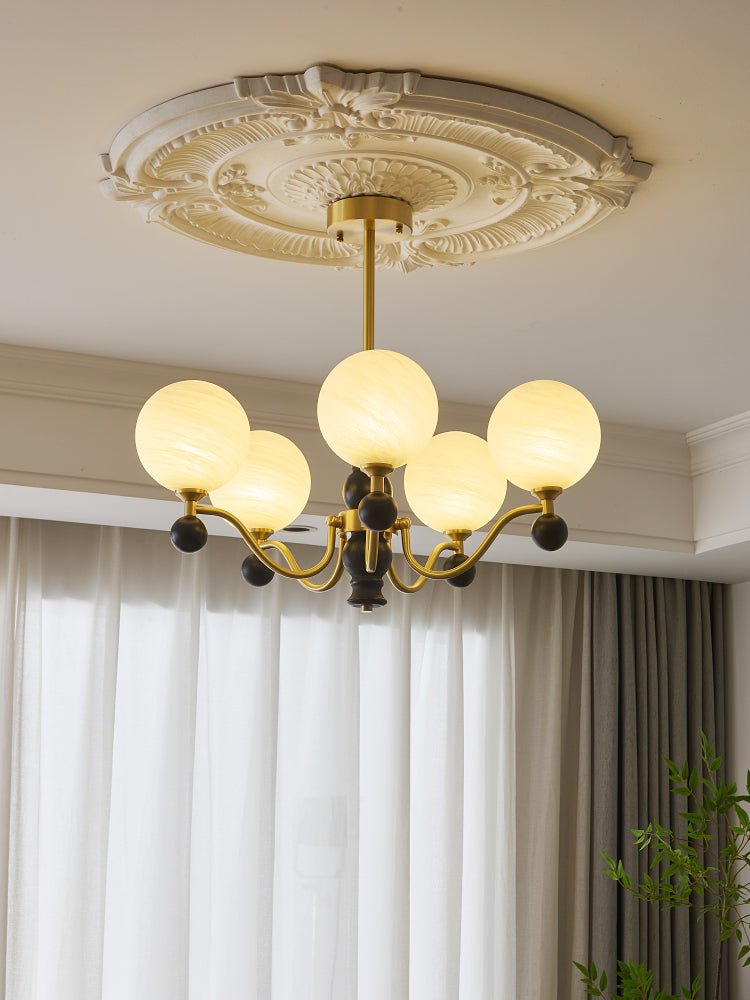 Ershaan Sphere Elegance Vintage Brass Wood Chandelier