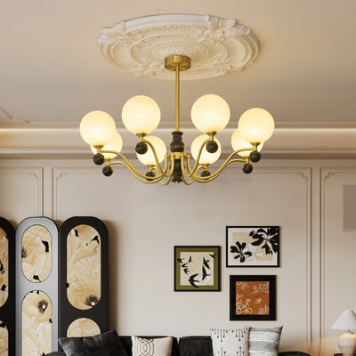 Ershaan Sphere Elegance Vintage Brass Wood Chandelier