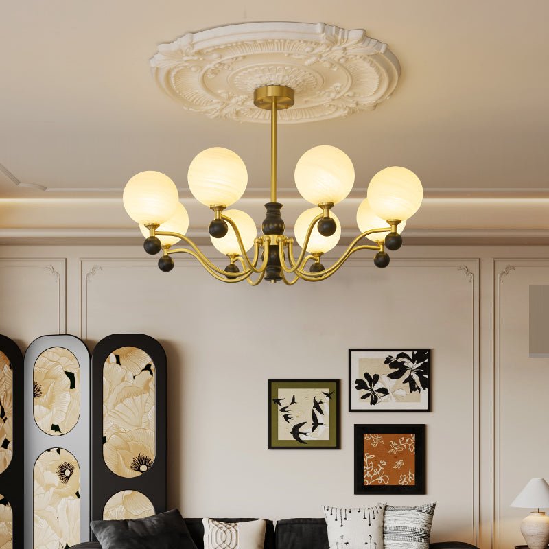 Ershaan Sphere Elegance Vintage Brass Wood Chandelier
