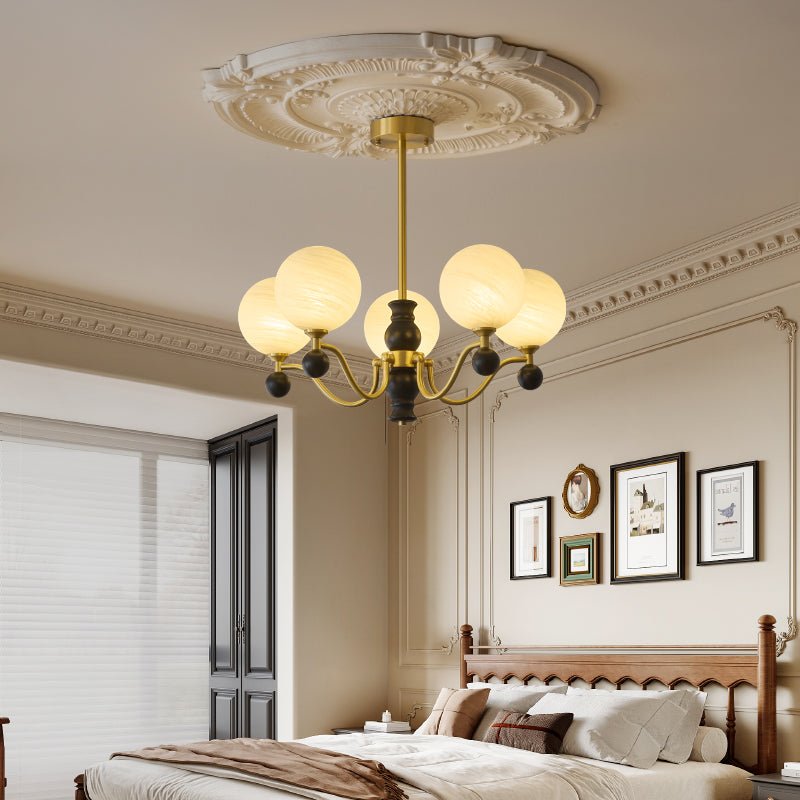 Ershaan Sphere Elegance Vintage Brass Wood Chandelier