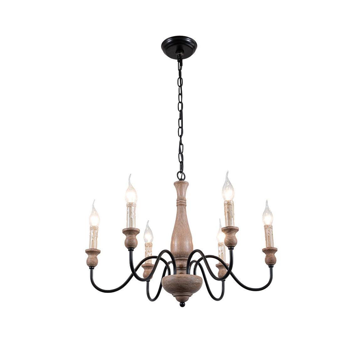 Afralia Modern Industrial Wooden Chandelier