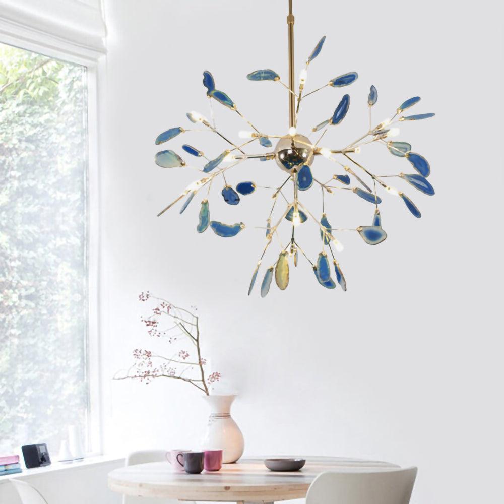 Ulenor Chandelier Colorful Leaf Gilded Arms
