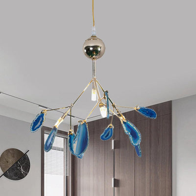 Ulenor Chandelier Colorful Leaf Gilded Arms