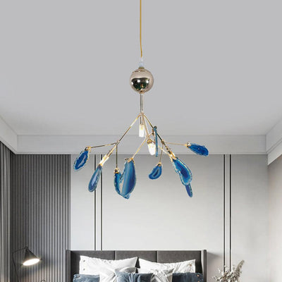 Ulenor Chandelier Colorful Leaf Gilded Arms