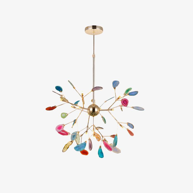 Ulenor Chandelier Colorful Leaf Gilded Arms