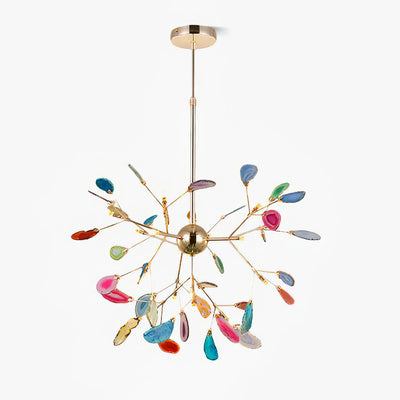 Ulenor Chandelier Colorful Leaf Gilded Arms