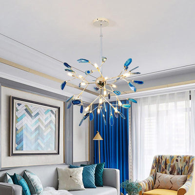 Ulenor Chandelier Colorful Leaf Gilded Arms