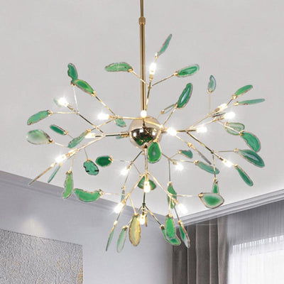 Ulenor Chandelier Colorful Leaf Gilded Arms