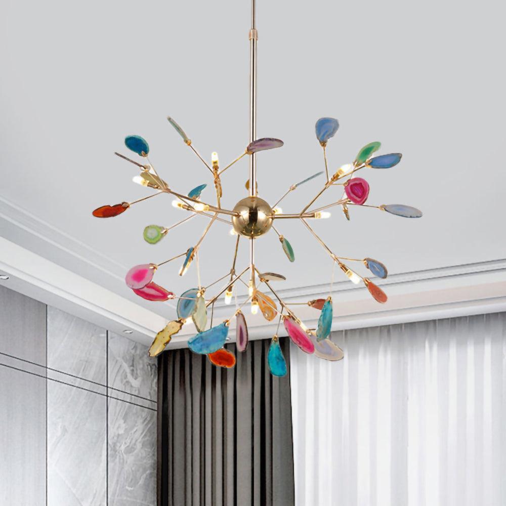 Ulenor Chandelier Colorful Leaf Gilded Arms