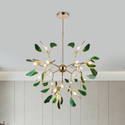 Ulenor Chandelier Colorful Leaf Gilded Arms