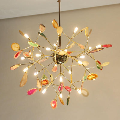 Ulenor Chandelier Colorful Leaf Gilded Arms