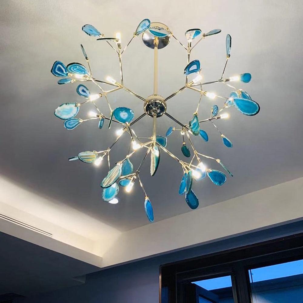 Ulenor Chandelier Colorful Leaf Gilded Arms