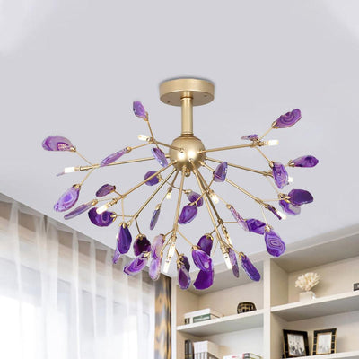 Ulenor Chandelier Colorful Leaf Gilded Arms