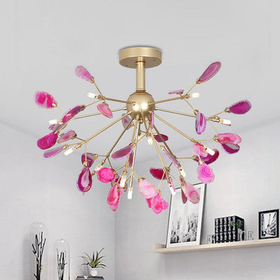 Ulenor Chandelier Colorful Leaf Gilded Arms