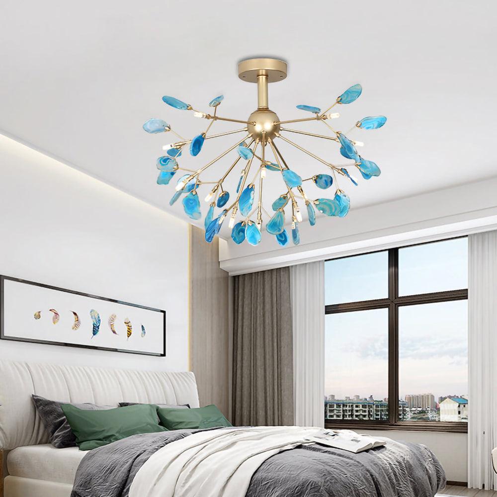 Ulenor Chandelier Colorful Leaf Gilded Arms