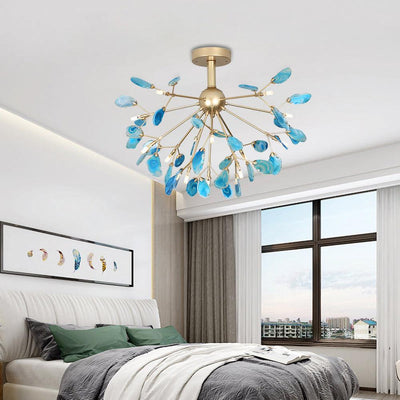 Ulenor Chandelier Colorful Leaf Gilded Arms