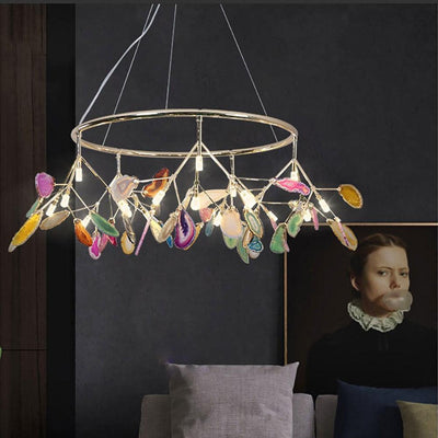 Ulenor Chandelier Colorful Leaf Gilded Arms
