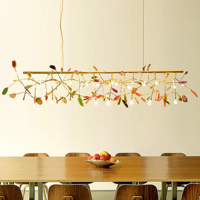 Ulenor Chandelier Colorful Leaf Gilded Arms