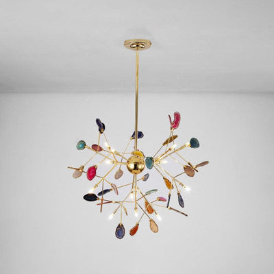 Ulenor Chandelier Colorful Leaf Gilded Arms