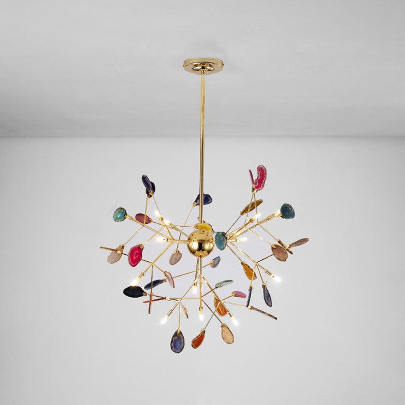 Ulenor Chandelier Colorful Leaf Gilded Arms