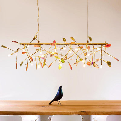 Ulenor Chandelier Colorful Leaf Gilded Arms