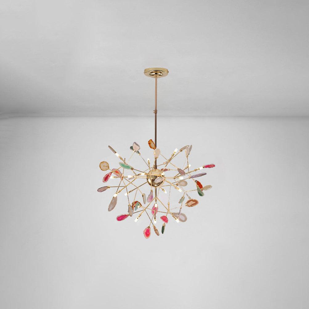 Ulenor Chandelier Colorful Leaf Gilded Arms